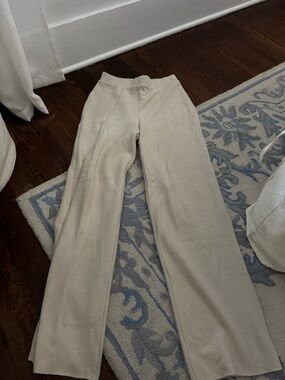 Zara Cream Wide-Leg High-Waist Pants
